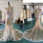 Darius Sheer long sleeve lace wedding gown
