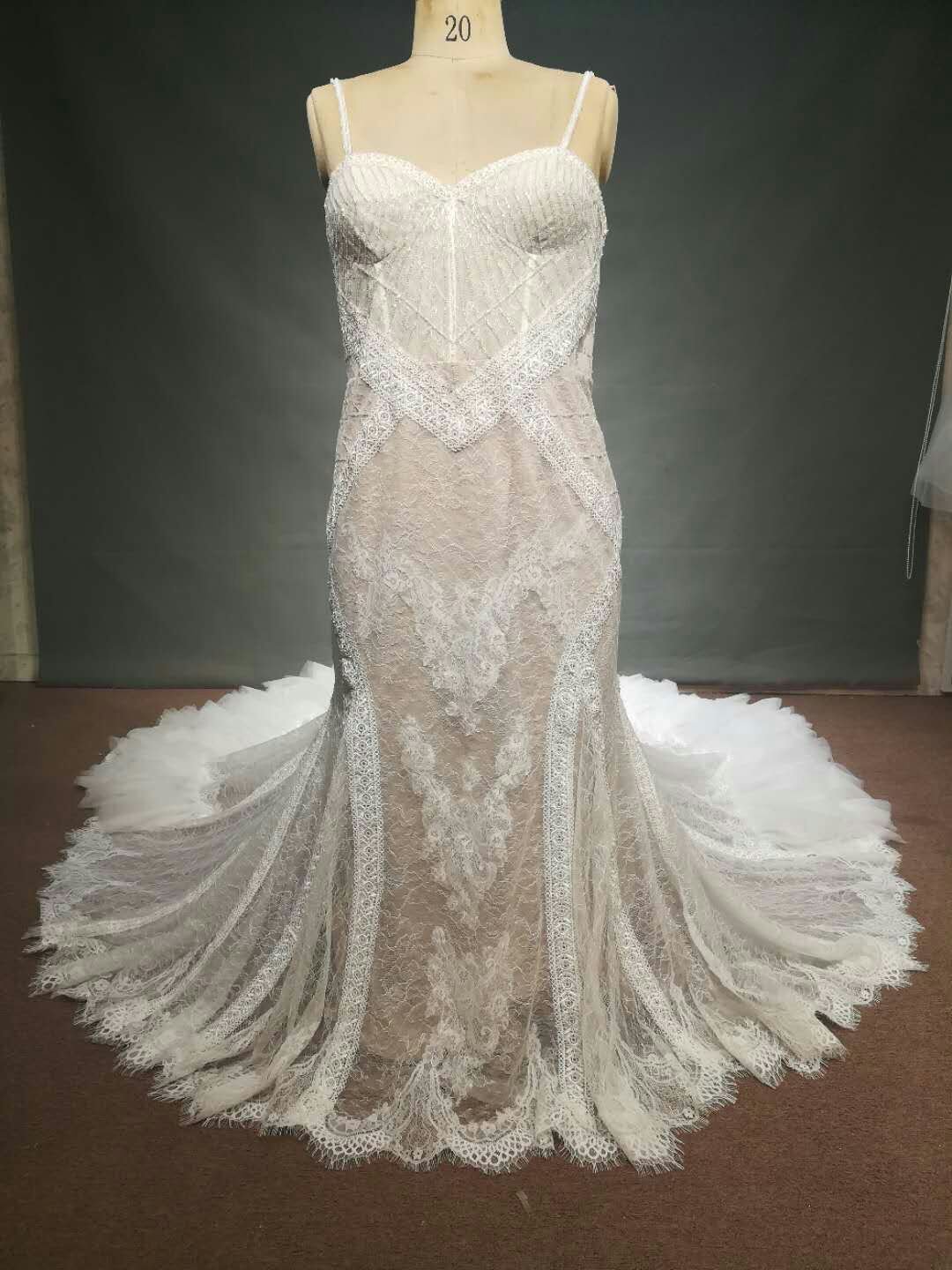 C2017Mel - Spaghetti Strap plus size lace wedding dress from Darius Cordell