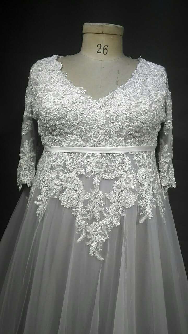 #C2017-ping Three Quarter length sleeve plus size wedding gown from Darius Customs