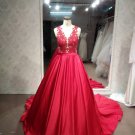 #LE1197 Sleeveless red lace ball gown from Darius Customs