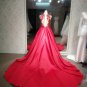 #LE1197 Sleeveless red lace ball gown from Darius Customs