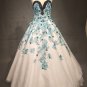 #C2017-Andreas Strapless Blue Flower ball gown from Darius Customs