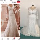 Plus size long sleeve lace wedding dress