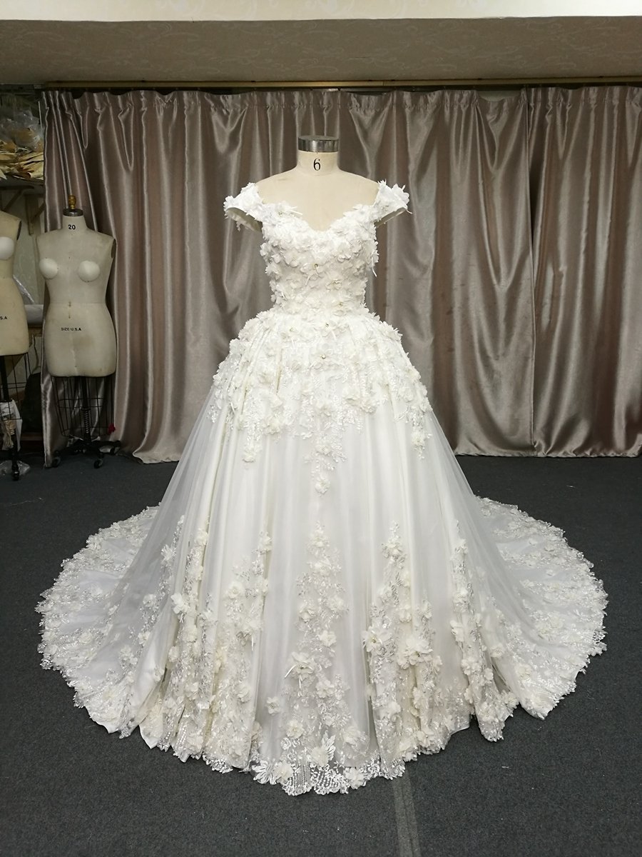 ALS-466 - Cap sleeve plus size bridal gowns with flowers from Darius Cordell
