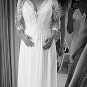 Style #4de0 - three quarter sleeve plus size wedding dresses -