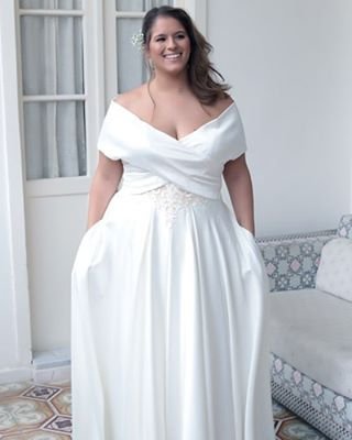 Style #4e6f - off the shoulder plus size wedding dresses