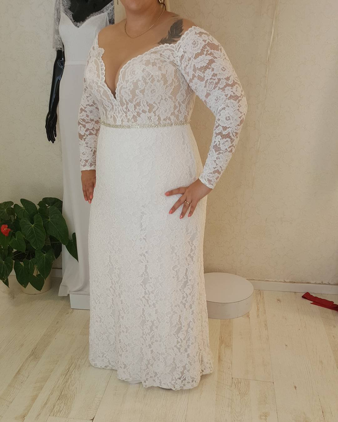 Style #6dbf - Long Sleeve Lace wedding dresses for plus size brides -