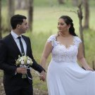 Style #7b64 - Lace cap sleeve wedding dresses for plus size brides