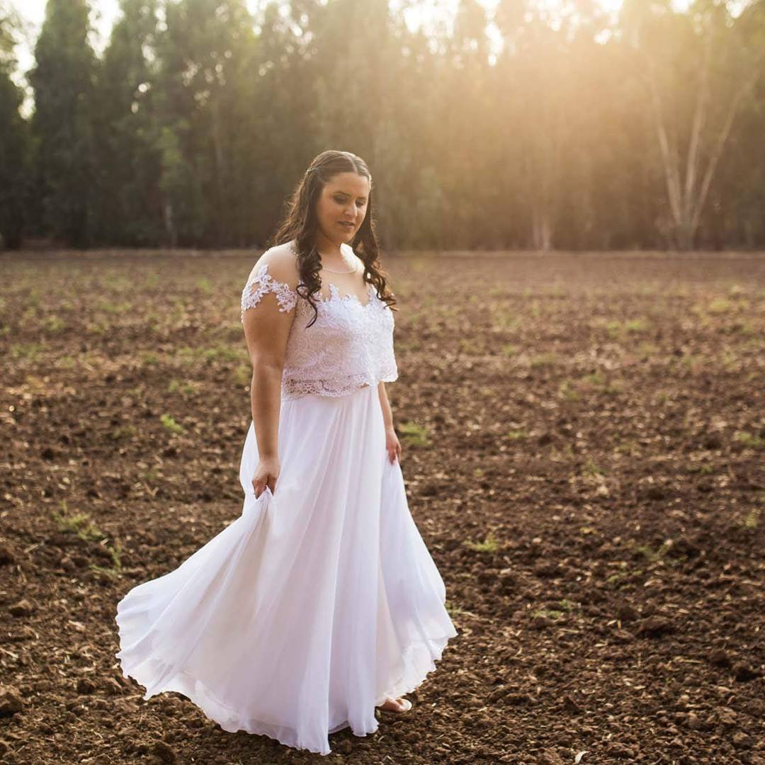 #8e97 - two piece plus size wedding dresses -