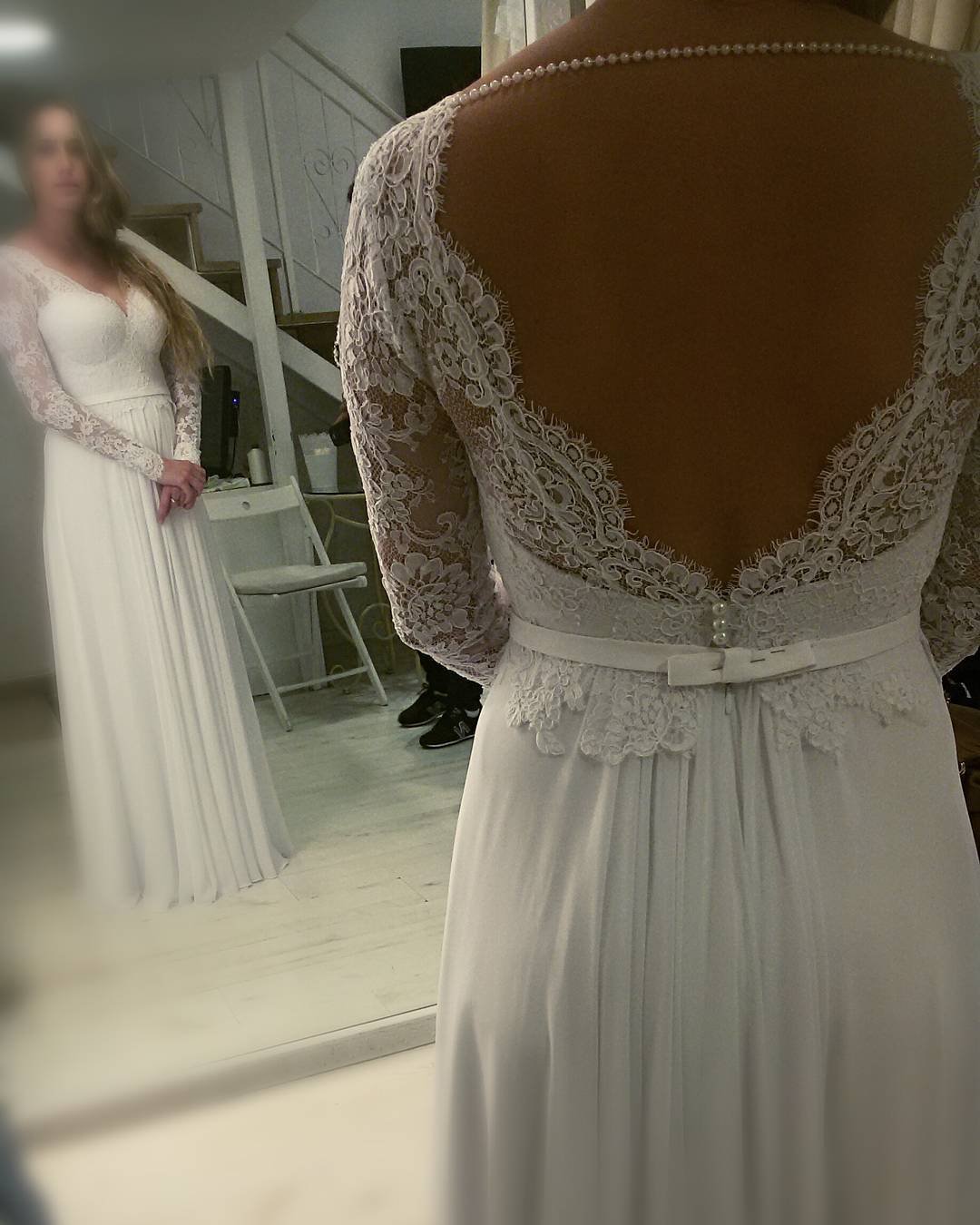 #9d65 - backless plus size wedding dresses -