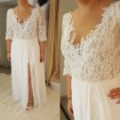#78c1 - Elbow length sleeve plus size bridal dresses