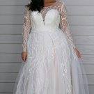 #92bf - Sheer long sleeve plus size bridal dresses