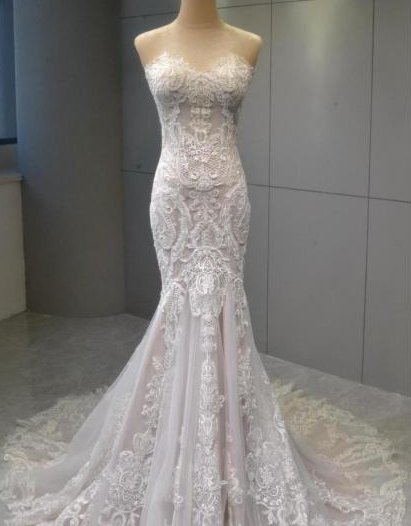 Style #VNDM291 - strapless fit-to-flare lace wedding gown from Darius Cordell