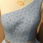 Sleeveless One Shoulder Blue Formal Evening Gown