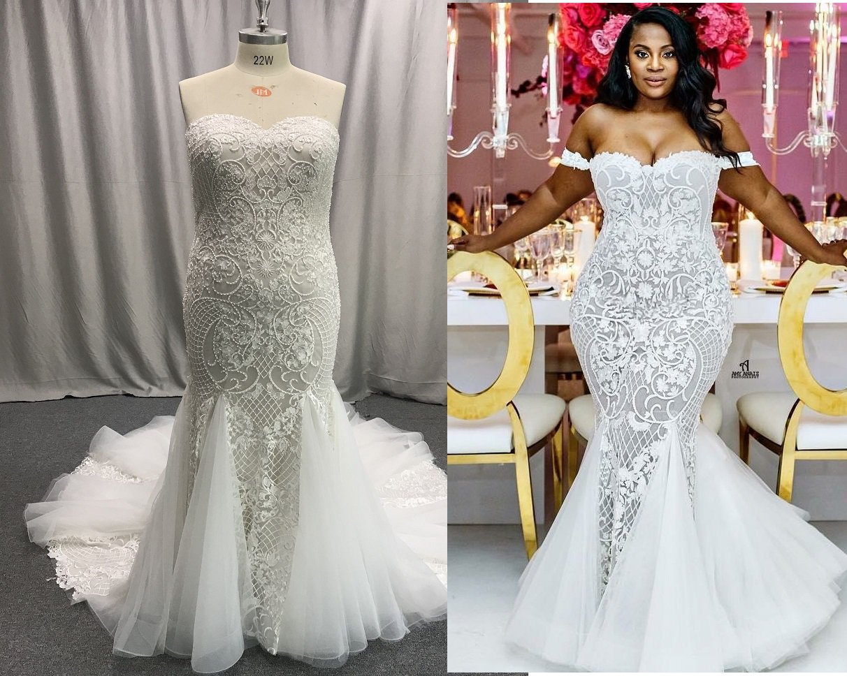 Beaded Plus Size Wedding Gown Replica by Darius Collection