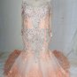 C2021-DionysiaRS - Long sleeve pastel blush plus size wedding gown