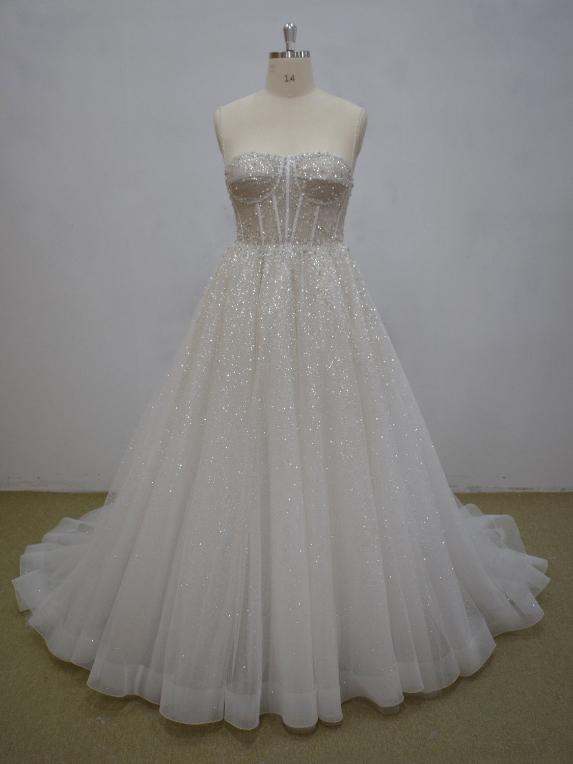 MA21044 - strapless aline empire waist beaded wedding gown