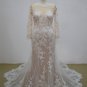 MA21015 - nude sheer illusion long sleeve lace wedding gown