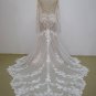 MA21015 - nude sheer illusion long sleeve lace wedding gown