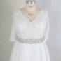 C2022-Munro  Short sleeve plus size v-neck wedding gown