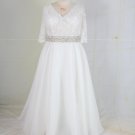C2022-Munro  Short sleeve plus size v-neck wedding gown