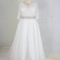 C2022-Munro  Short sleeve plus size v-neck wedding gown