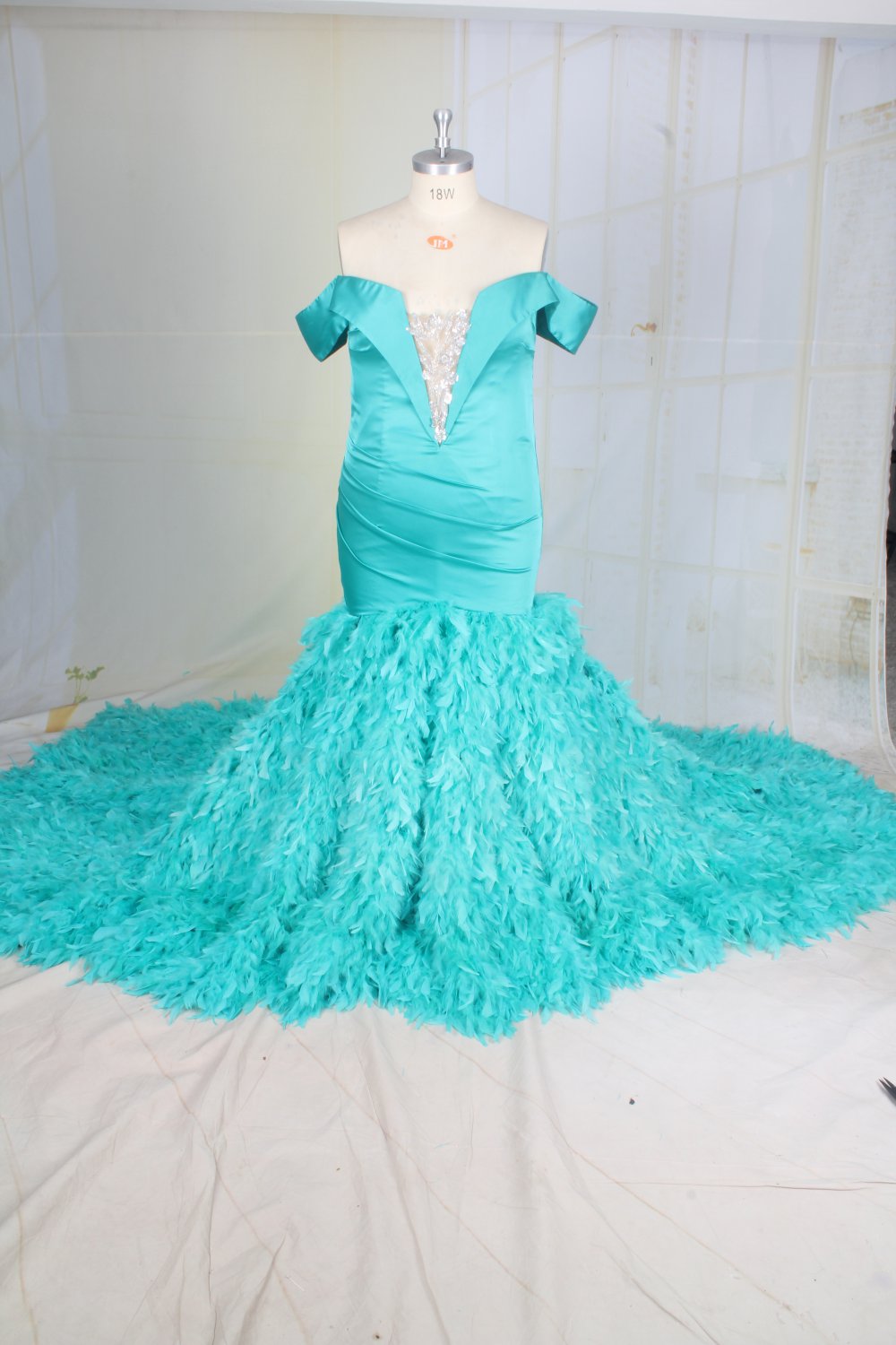 Darius Cordell - Style LE2054 off the shoulder plus size fit-and-flare evening gown