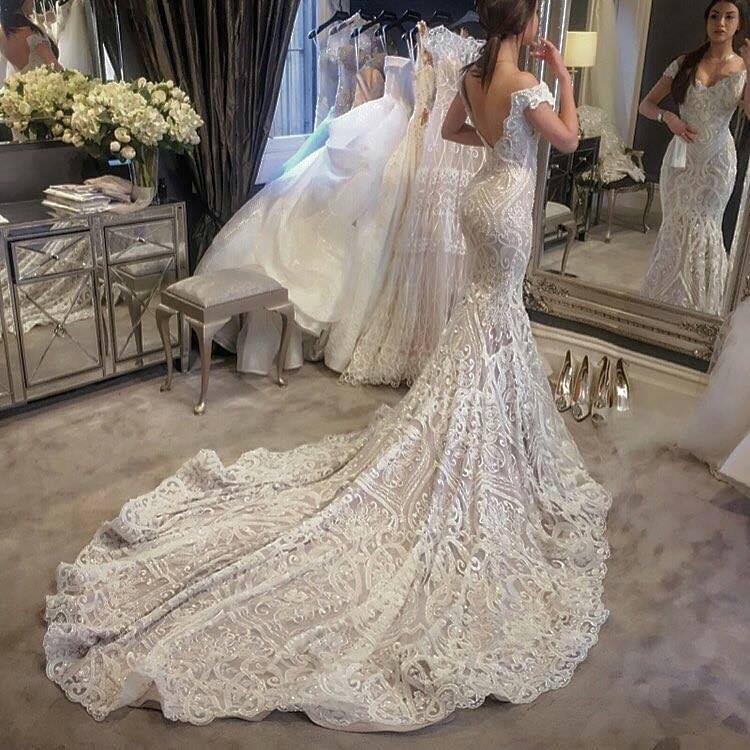 Darius Cordell - C2021-OS404 - Off the shoulder backless lace wedding gown