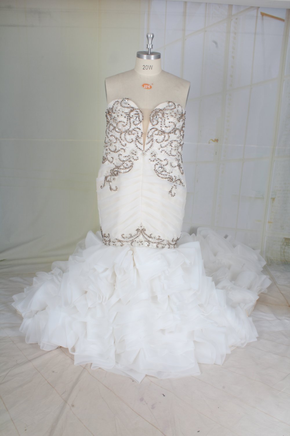 Style C2022AurielJ &acirc;�� Strapless plus size fit-to-flare wedding gown with bling