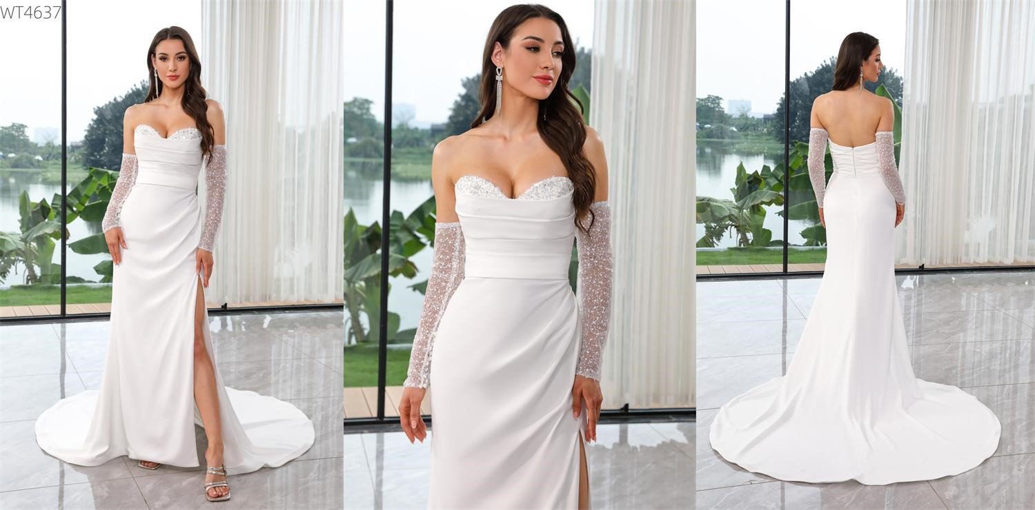 Darius Cordell - strapless long sleeve wedding gown - Style WT4637