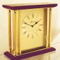 Solid brass four columns polished mahogany tabletop clock OL-367