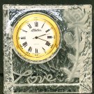 Lead Crystal Clock with Carved Rose in Pink Velvet Case OL-C395