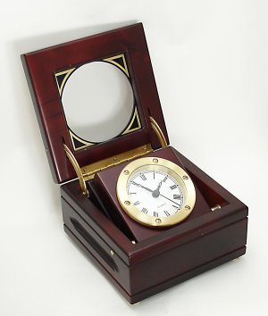 Mahogany & Brass Captain's Clock Loricron 4032