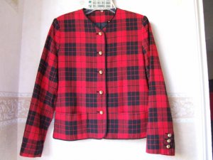 WOMENS BLACK AND RED CHEQUE JACKET SIZE 6