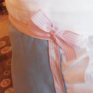 Blue and White Half Apron with Ruffles and Pink Checkered Ribbon