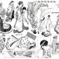 Asian #4 Ukiyoe Images Rubber Stamps - FULL sheet - 14 Geishas, landscapes, etc.!