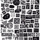 Celtic and Asian Mon Crests - 89 Rubber Stamps -  FULL sheet!