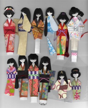 Japanese Angled Ningyo Forms-Kimono Origami Doll Book
