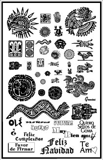 Aztec Mayan Crests Motifs Rubber Stamps FULL sheet - for Scrapbooking/cards etc.