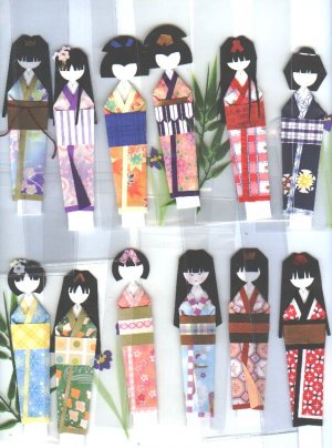 Anesama Origami Ningyo Kimono Paper Dolls Sleeveless-Premade! ready-to-use!