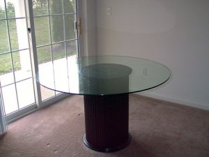 Glass Top Table and Fluted Base