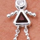 Sterling & CZ Birthstone Kids GIRL Charm JANUARY