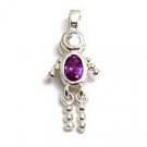 Sterling & CZ Birthstone Kids BOY Charm FEBRUARY
