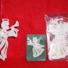 4 sets WHITE Glittered 3-D Plastic ANGEL Ornaments 4 sets WHITE Glittered 3-D Plastic ANGEL Ornaments
