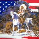 Indian on Horse in the Snow on American 3' x 5' Flag
