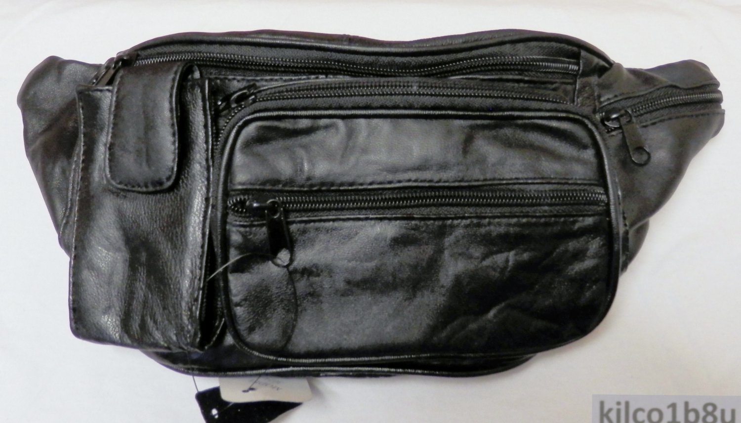 Genuine Lambskin Leather Fanny Pack - #3074 - BLACK