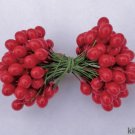 RED HOLLY BERRIES 1/2" w-green wire for Holiday decorating #5