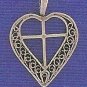 Sterling Silver Heart with Cross in Center Necklace