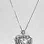 Sterling Silver Heart with Flower in Center Necklace