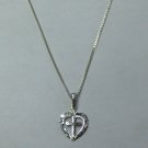 Sterling Silver Small Heart w/Cross in Center Necklace Sterling Silver Small Heart w/Cross in Center Necklace